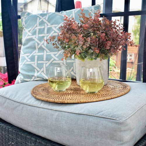 RECUTMS 8 Bundles Artificial Greenery Plants Stems Fake Eucalyptus Plants Boxwood Bushes for Summer Farmhouse Bathroom Vase Centerpiece Indoor Outdoor Graduation Wedding Party Decoration(Dusty Red) - color: Dusty Red, size: 8 Pcs