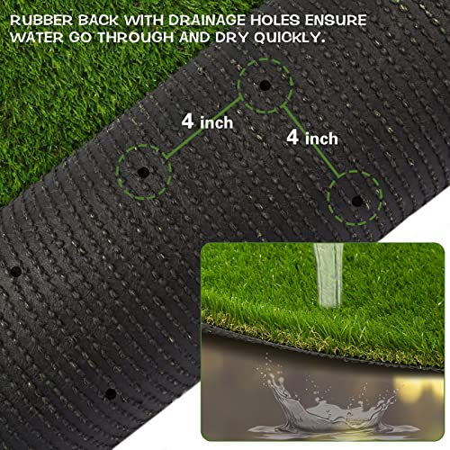 Heyroll Artificial Grass Thick Turf Rug 3 ft x 10 ft, 35MM Outdoor Indoor Fake Grass Mat, Astro Turf Lawn for Dogs Pets, Synthetic Grass Rug with Drainage Holes & Rubber Backing/Custom Size - size: 3FTx10FT