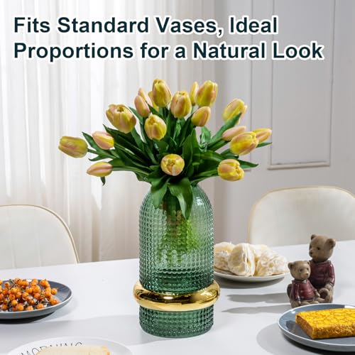 Bailikang 20PCS Fake Tulips 12' Artificial Tulip Silk Flowers Fake PU Bouquet Artificial Flowers Faux Flowers with Gift Box Soft Faux Tulips Bouquets Arrangements for Party Wedding Home - color: Yellow