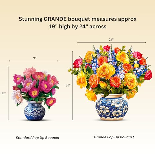 Freshcut Paper Pop Up Cards, Grande Sorbet Roses, 18 Inch Life Sized Forever Flower Bouquet 3D Popup Greeting Card, Birthday Cards, Thank You Card, Blank Notecard & Envelope - color: Sorbet Roses, size: Grande