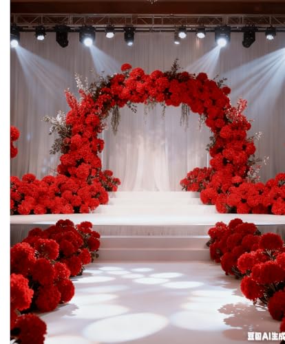 50 Pack Artificial Red Hydrangea Flowers with Leaves, 6 Inch Silk Flower Heads, DIY Mother's Day Wedding Decor Set with 100 Leaves, 50 Stems - color: Red