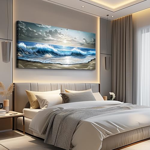 ZUITINGHUA Large Wall Decor For Living Room Canvas Wall Art For Office Modern Wall Decorations For Bedroom Beach Sunset Landscape Painting Ocean Wave Pictures Artwork Room Home Decor 24x48 In - color: Ocean Wave Beach Sunset, size: 48"L x 24"W