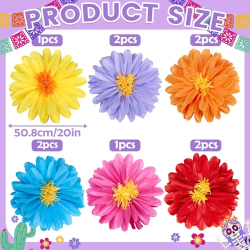 Large paper flowers, 10 Pcs 20 Inch Tissue Paper Flowers Decorations for Wall, Yellow, Red, Pink, Orange, Blue, and Purple Handcrafted Giant Paper Flowers for Summer Wedding Birthday Wall Decor - color: Red