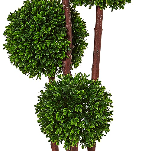 Nearly Natural 5486 Boxwood Topiary Artificial Tree UV Resistant, Green 13 x 13 x 36