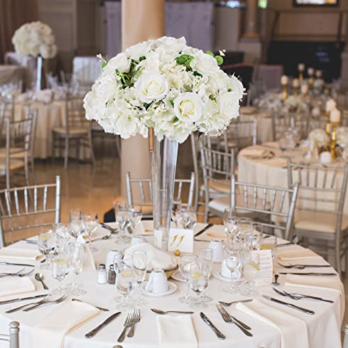 BLOSMON Wedding Flower Centerpieces for Tables: 10 Pcs 15.7" Large White Rose Hydrangea Artificial Flowers Ball Decorations - Faux Silk Floral Bouquet Arrangement for Home Party Event Decor - color: White, size: Diam 15.7" - 10 Pcs