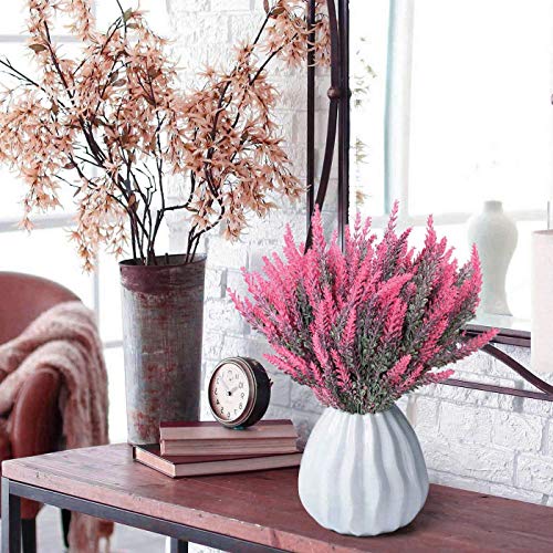 Artificial Flowers Lavender Lifelike Artificial Plant Bouquet with Green Leaves for Home Decor Wedding Garden Patio Decoration - Red 4 Bundles - color: Lavender/Red/4pcs