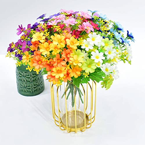 Artificial Daisy Flowers 6 Bundles, UV Resistant Fake Silk Flowers, No Fade Greenery Shrubs Plants for Garden Farmhouse Porch Wedding Indoor Outdoor Home Decor (White) - color: White