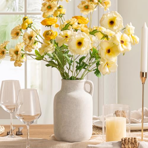 Ceramic Flower Vase Home Decor - 9.7 inch Large White Rustic Table Flowers Vases Living Room Bedroom Plant Decoration Farmhouse Vintage for Kitchen Shelf Office Coffee Dining Desk House Women - color: C-9.7"-rustic