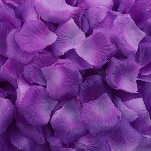 2200 Pcs Artificial Fake Rose Petals,Flower Petals for Romantic Night,Engagement, Party, Wedding, Event Flower Decorations, in Bulk(Purple) - color: Purple, size: 2200Pcs