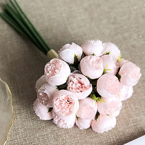 27 Heads Roses Peony Fake Flowers Retro Silk Artificial Rose Flowers (Light Pink) - color: Light Pink
