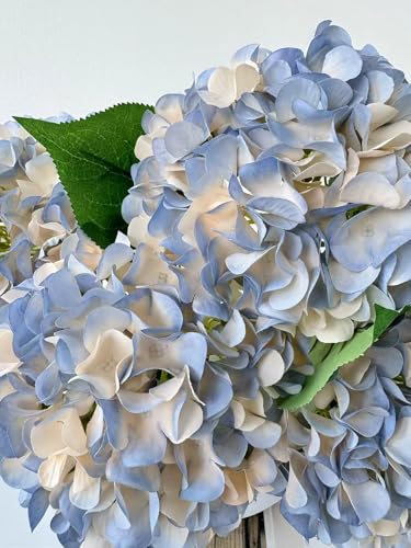 ZYTUYO 5 Pcs Dusty Blue Silk Hydrangeas Artificial Flower Boho Dried Touch 20'' Faux Hydrangeas for Indoor Home Decor Kitchen Living Room Outdoor Porch Wedding Flower Arrangement - color: Dusty Blue