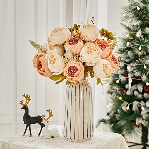 Fule 2 Pack Large Artificial Peony Silk Flower Bouquets Arrangement Wedding Centerpieces (Light Pink) - color: Light Pink X2