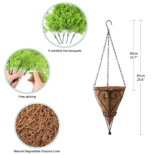 ZFProcess Artificial Faux Hanging Plants Basket for Spring Outdoor Decoration, Fake Seaweed Plant UV Resistant Look Real for Outside Porch Home Patio Balcony Yard(Green) - color: Green