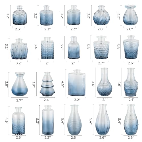 BEAHOT Bud Vase in Bulk - Flower Vases for Wedding Decorations, Glass Vase for Table Decorations, Small Vase for Home, Mother's Day, Centerpieces, Party, Office (32pack,Blue) - color: Blue
