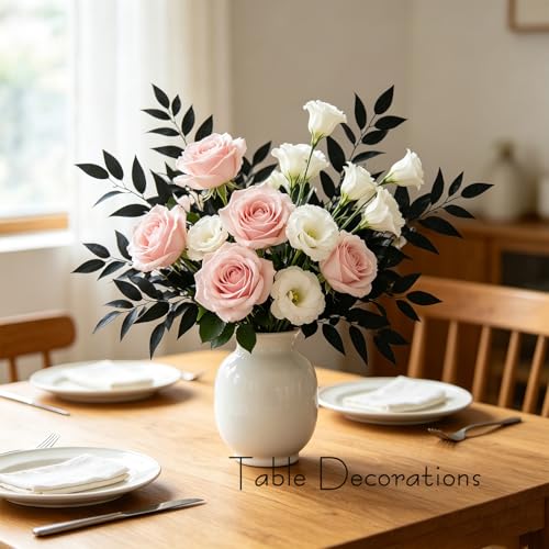 GREENTIME 6 Pack Artificial Black Italian Ruscus Stems 23.5'' Faux Halloween Leaf Bouquet for Vase Fireplace Table Centerpiece Decor - color: Black - Italian Ruscus Stems