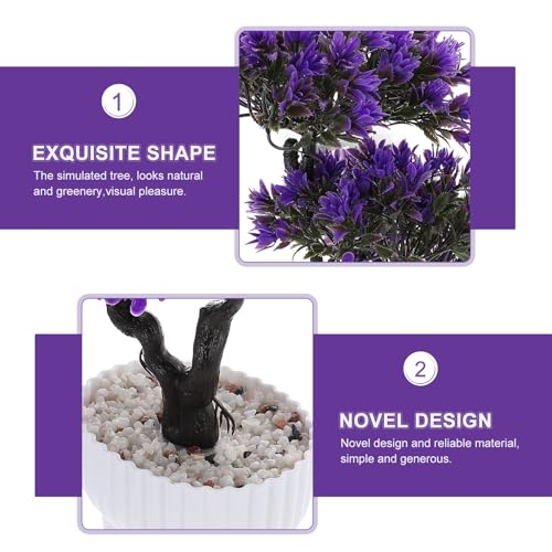 Artificial Bonsai Pine Tree Faux Potted Plant Purple Simulation Bonsai Desktop Ornament Home Decoration for Office and Living Room