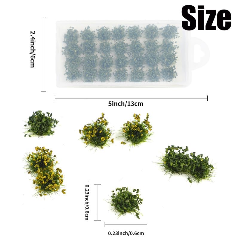 56pcs Miniature Green Bushy Tufts Lowland Shrubs Tuft Terrain Model Static Scenery for DIY Craft Train Landscape Railroad Scenery Sand Military Layout Model War Gaming Terrain
