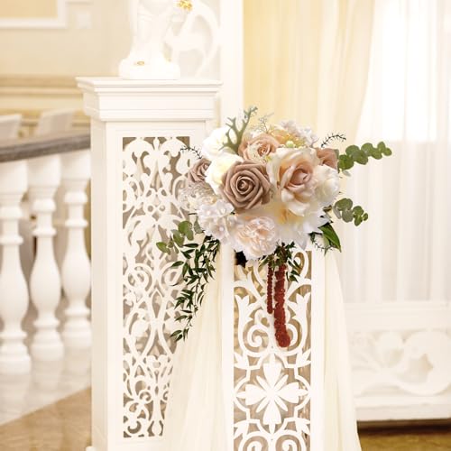 JUSTOTRY Artificial Flowers Box Set Silk Flower Foam Fake Rose with Stems Floral Accessories for DIY Wedding Bouquets Centerpieces Tables Decorations