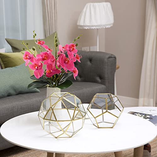 Artificial Phalaenopsis Flowers 4 Pcs, 15” Fake Silk Orchids with Stem Leaves for Home Office Wedding Party Décor (Rose) - color: Rose