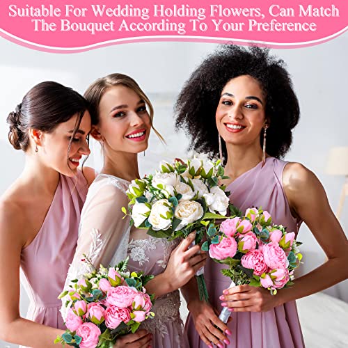 Hoteam 24 Bundles Artificial Peonies Flowers Wedding Faux Flowers Silk Peony Bouquet Bulk Bride Fake Florals Arrangements for Table Centerpieces Wedding Party Vase Decor (Light Pink, White) - color: Light Pink, White