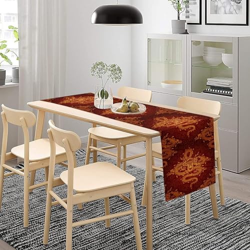 Golden Dragon Table Runner, Asian Tradition Elements Chinese Dragon Happy New Year Printed Table Runner for Kitchen Dining Party Holiday Wedding 13x36in - color: Aisa-6, size: 13x36in