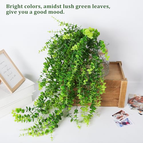 RECUTMS Hanging Money Plants Fake Outdoor Hanging Artificial Flower for Outdoors Hanging Basket Hanging Artificial Plants Plastic Plants Home Garden Wedding Party Decorations - color: Green, size: Hanging Plants