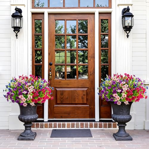 20 Bundles Artificial Flowers for Outdoors Decoration Fake Silk Flowers UV Resistant Faux Plants Artificial Daisy Eucalyptus for Spring Summer Garden Yard Porch Window Home Decor, Mixed - color: Mixed Color