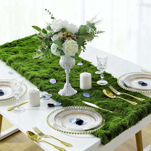 Fake Moss for Crafts 19.68" x 39.37" Artificial Moss for Indoor Plants Decorating Dark Green Faux Grass for Planters Crafts DIY Table Centerpieces Fairy Garden Floral Wedding 50 x 100cm - color: Green