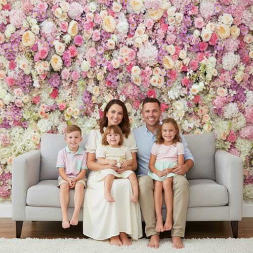 Pink Flower Wall Backdrop - Spring Mothers Day & Girls Birthday Party Weeding Bridal Shower Studio Photo Booth Props, 8X6FT - color: Pink, size: 8X6FT