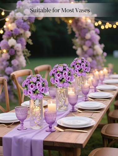 BLOSMON Flower Balls Wedding Rose Centerpieces: 10 Pcs Lilac Fake Flowers Lilac Kissing Balls Decor Lilac Artificial Floral Arrangements Flower Bouquet of Roses Home Party Table DIY Decorations - color: Lilac
