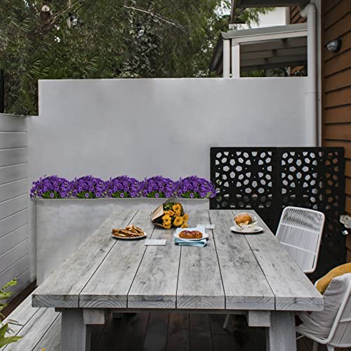 LikSoor 21 Bundles Artificial Outdoor UV Resistant Flowers No Fade Fake Outside Flowers Plastic Greenery Faux Shrubs Garden Porch Window Box Home Decoration(Purple) - color: Purple