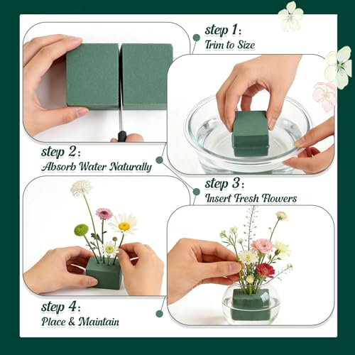 24 Pcs Green Floral Foam Blocks,Wet Dry Flower Plant Foam for Fresh Artificial Flower Arrangement DIY Craft, Florist Styrofoam for Wedding,Birthdays,Home Decors,4.3"L x 2.9"W x 1.6"H