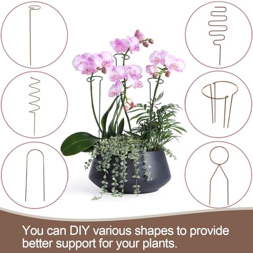 22Pcs Plant Stakes with 22 Pcs Clips, 15.8 inches Bendable Green Plant Sticks for Indoor and Outdoor Plants,Potted Plants,Single Stem Flower Support for Orchid Peony Rose (22, Brown) - color: brown