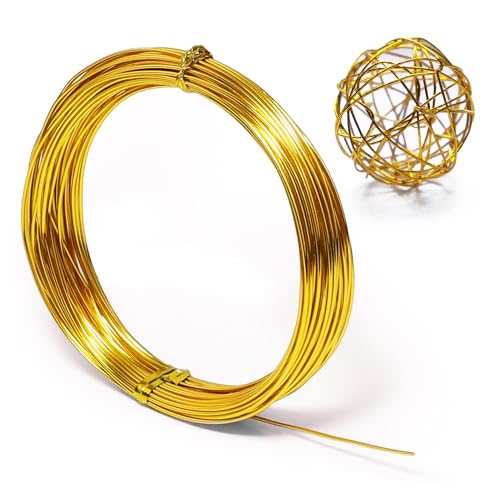 Aluminum Craft Wire, 33 Feet Bendable for Jewelry Making, Sculpting, Floral, Wreath, Crafting, Wire Wrapping, Beading Wire, Christmas Ornaments (Gold, 10 Gauge) - color: Gold, size: 10 Gauge