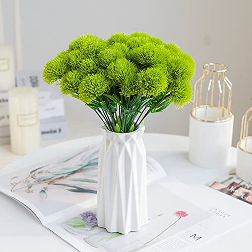 Artificial Dandelion Flowers (Green 10 Pcs) Plastic Plants Shrubs Bushes Fake Grass Wedding Indoor Outdoor Home Garden Verandah Centerpieces Arrangements Party Decoration Planting Filler - color: Dandelions Green/ 10 Pcs