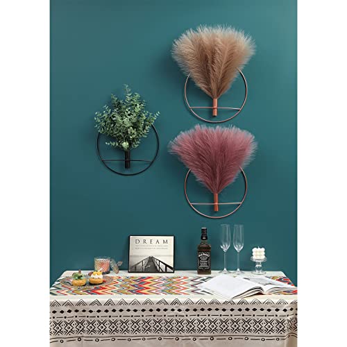 Pretty Jolly Wall Decor, Wall Metal vase Decoration Holder, Wall-Mounted Artificial Flowers, Black Wall Decor Fake Wheat 2 Pack, Wall Art Artificial Greenery, Farmhouse, Boho - color: 09-greenery-wheat - Black Ring, size: L 11.8inch (Black Ring)