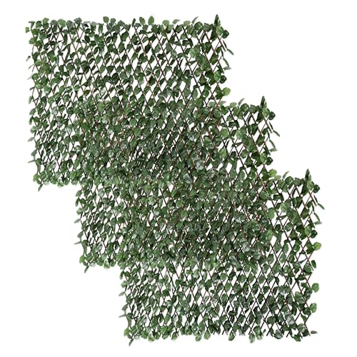 ECOOPTS Expandable Artificial Leaf Faux Ivy Sweet Potato Leaves Privacy Fence Screen, Stretchable Decorative Fencing Panel for Balcony Patio Outdoor (Single Sided Leaves, 3 Pieces) - color: Single Side IVY, size: 3 Pieces