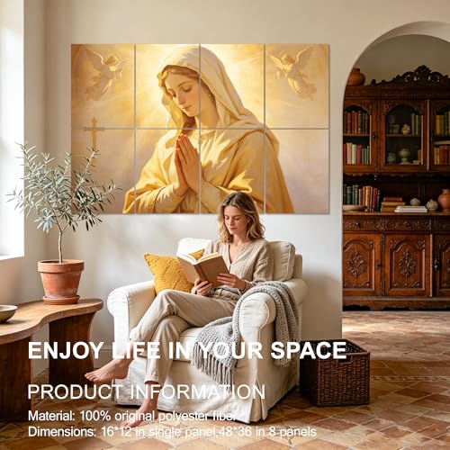 Mollywell Art Acoustic Panels, 48x32 in, Mary's Prayer | Self-Adhesive, Reduces Echo, Sound Absorbing, Modern Art Wall Decor, Living Room, Studio, Bedroom, Office - color: Mary's Prayer, size: 8 Pack Art