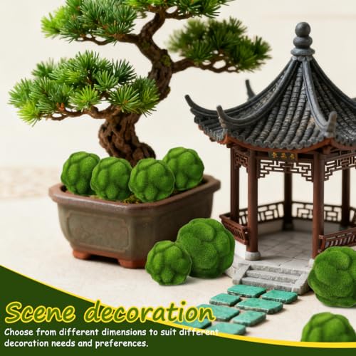 Angoily Greenery Mossy Ball 4.72 Inch Artificial Green Moss Orbs for Home Garden Office Simulated Lightweight Fade-Resistant Moss Balls Decorative Bowl Display and Event Ornament Moss Decor