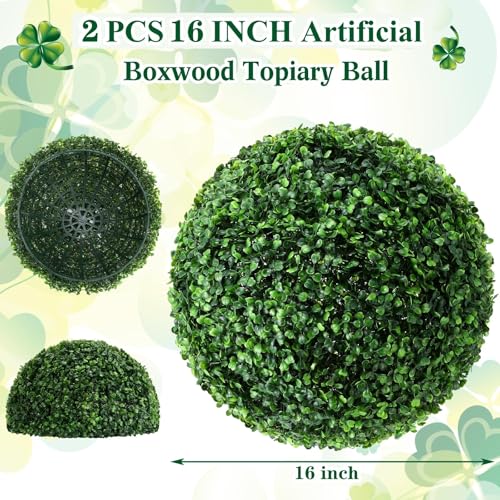 Hotop 2 Pcs 16 Inch Artificial Plant Topiary Ball 4 Layers Garden Spheres Boxwood Balls Artificial Topiaries Spheres Decorative Plants for Backyard, Balcony, Garden, Indoor Outdoor Decor(Green) - color: Green, size: 16 Inch