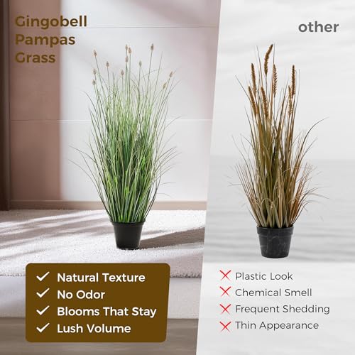 3FT / 4FT Extra Lush Artificial Plant (2pcs), Luxury Fake Tall Plants with Pot, Luxury Faux Tall Greenery with Dogtail for Garden Porch and Home Decor (Gray, 3FT) - color: Green With Gray Tail, size: 3FT