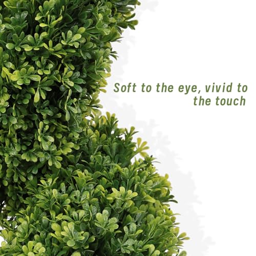 4ft Spiral Boxwood Topiary Trees Artificial Outdoor Set of 2 - UV Resistant Faux Plants for Outside Planters, 48" Fake Twisted Tree for Front Porch Decor - color: Milan Foliage, size: 4FT