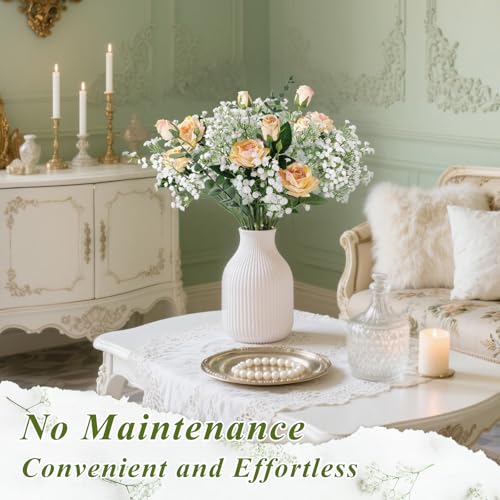 DomeStar Artificial Baby’s Breath Flowers – 42 PCS White Fake Gypsophila for Wedding Centerpieces, Home Decoration, DIY Crafts, Bridal Shower, Party Decor & Gifts