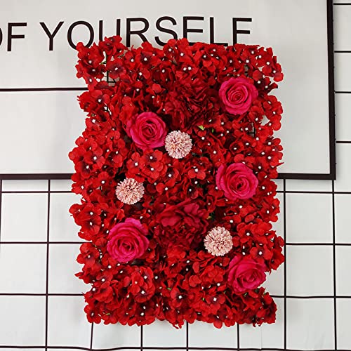 HinyoCo 32 Pcs Silk Hydrangea Artificial Flowers Hydrangea Heads No Stems, Used for Home Wedding Party Decoration (Red) - color: Red