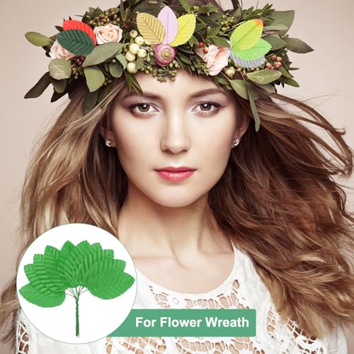 M METERXITY 100-Pack Artificial Silk Leaf, Faux Wire Single Leaves, Fake Flower Leaf with Stem for DIY Bouquet/Wreaths/Wedding/Garland/Party Decorations, Fake Rose Craft Leaves [Light Green] - color: Light Green