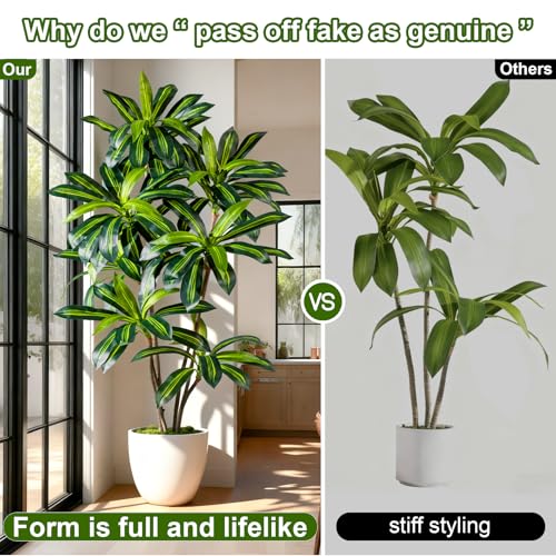 Tall Fake Tree Artificial Trees Plant with White Planter Pot Indoor Outdoor Potted Silk Plants Large Faux Trees loor Floor for Home Living Room Decor Outside Patio para decoracion Housewarming Gift - size: 6ft