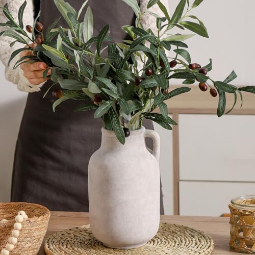 Ceramic Flower Vase Home Decor - 9.7 inch Large White Rustic Table Flowers Vases Living Room Bedroom Plant Decoration Farmhouse Vintage for Kitchen Shelf Office Coffee Dining Desk House Women - color: C-9.7"-rustic