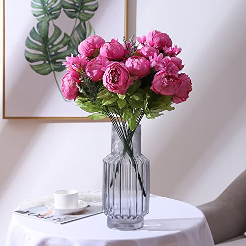 Duovlo Springs Flowers Artificial Silk Peony Bouquets Wedding Home Decoration,Pack of 1 (Spring Peach Pink) - color: Spring Peach Pink