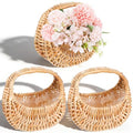 Dimeho 3 Pcs Rattan Flower Girl Basket, Small Wicker Basket with Handle Lightweight Rustic Elegant Flowers Holder for Wedding Party Wedding Flower Girl Home Decoration