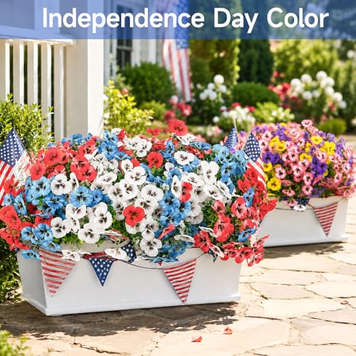 MACTING 24 Bundles Artificial Flowers for Outdoors UV Resistant Fake Outdoor Pansies Plants Plastic Flowers for Planters Window Front Door Porch Yard Patio Garden Home Summer Decorations(Mix Color) - color: Mix Color, size: 24 PCS